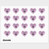 Sweet 16 zestien zwarte en Paarse glitter Sparkles Hart Sticker (Vel)
