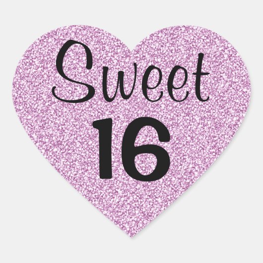 Sweet 16 zestien zwarte en Paarse glitter Sparkles Hart Sticker (Voorkant)