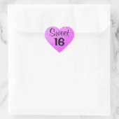 Sweet 16 zestien zwarte en Paarse glitter Sparkles Hart Sticker (Tas)