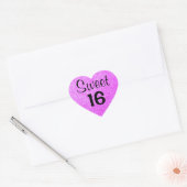 Sweet 16 zestien zwarte en Paarse glitter Sparkles Hart Sticker (Envelop)