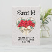 Sweet 16 - Zie Achterkant  Uitnodiging (Staand voorkant)