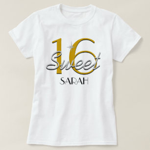 Sweet 16 zilver/goudsparkle t-shirt