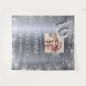 Sweet 16 zilveren foto glittersparel welkom wandkleed (Voorkant (horizontaal))