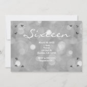 SWEET 16 Zilveren Glitter Party Fotouitnodiging Kaart (Achterkant)