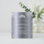 Sweet 16 zilveren glitter tiara uitnodiging (Staand voorkant)