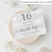 Sweet 16 zilveren glitters metaal save the date