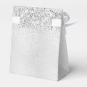 Sweet 16 zilveren glitterstofjurk bedankt bedankdoosjes (Achterkant)