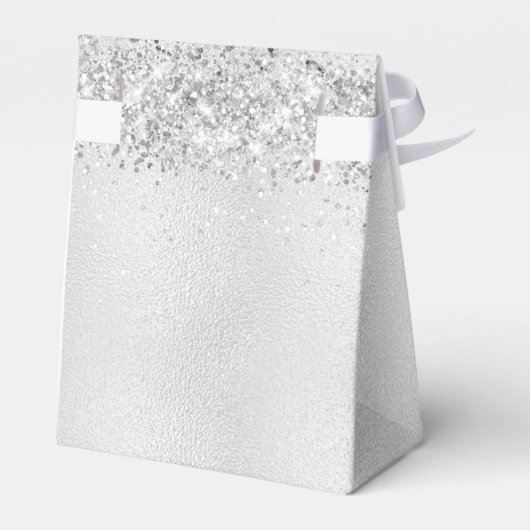 Sweet 16 zilveren glitterstofjurk bedankt bedankdoosjes (Achterkant)