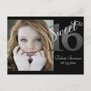 Sweet 16   Zilveren Grijze Faux Glitter 16de Verja Briefkaart