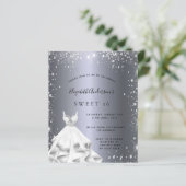 Sweet 16 zilveren jurk glitter uitnodiging (Staand voorkant)