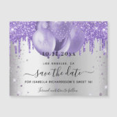 'Sweet 16' zilveren viooltje save the date magneet Magnetische Uitnodiging (Voorkant)