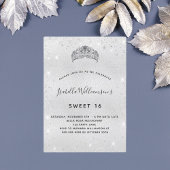 Sweet 16 zilverglitter tiara crown sparkle kaart