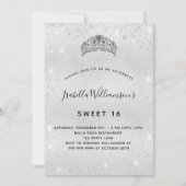 Sweet 16 zilverglitter tiara crown sparkle kaart (Voorkant)