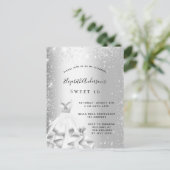 Sweet 16 zilverjurk glitter glamoureus-uitnodiging briefkaart (Staand voorkant)