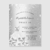 Sweet 16 zilverjurk luxe uitnodiging magnetische uitnodiging (Voorkant)