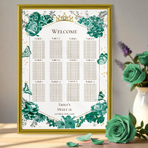 Sweet 16 Zitkaart Teken Groene Vlinders Poster