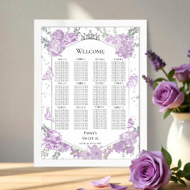 Sweet 16 Zitkaart Teken Lavendel Vlinders Poster