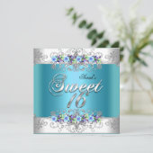 Sweet 16 zoete zestien witte paarse bloemen kaart (Staand voorkant)