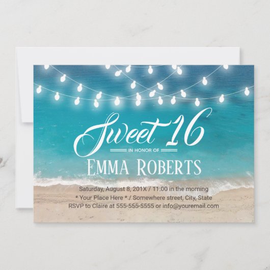 Sweet 16 zomerstrand & Koord lichten Kaart (Voorkant)