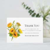 Sweet 16 zonnebloem boeket gepersonaliseerd bedankkaart (Staand voorkant)