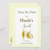 Sweet 16 Zonnebloem Verjaardag Save The Date (Voorkant / Achterkant)