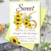 Sweet 16 Zonnebloem Verjaardag uitnodiging, Kaart