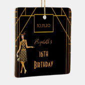 Sweet 16 zwart goud 1920 art deco keramisch ornament (Rechts)