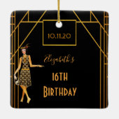 Sweet 16 zwart goud 1920 art deco keramisch ornament (Achterkant)