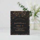 Sweet 16 zwart goud glitter uitnodiging (Staand voorkant)