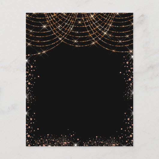 Sweet 16 zwart goud glitter uitnodiging (Achterkant)