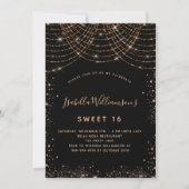 Sweet 16 zwart goud glitter verjaardag kaart (Voorkant)