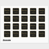 Sweet 16 Zwart Goud Glitter Verjaardagsgunsten Vierkante Sticker (Vel)