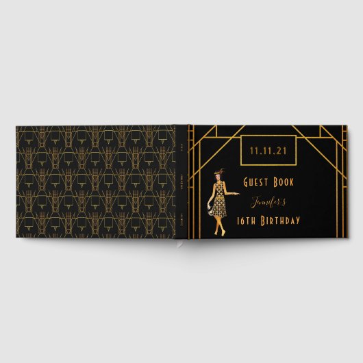 Sweet 16 zwart goud, kunstdeco van 1920 gastenboek (Volledig)