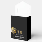 Sweet 16 zwart goud luipaard print ballonnen bedankdoosjes (Geopend)