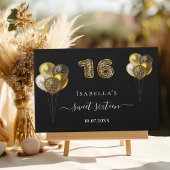 Sweet 16 zwart goud luipaard print ballonnen gastenboek