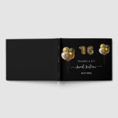 Sweet 16 zwart goud luipaard print ballonnen gastenboek (Volledig)