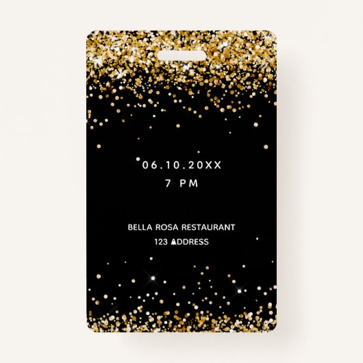 Sweet 16 zwart goud vip party pass badge (Achterkant)