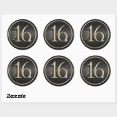 Sweet 16 zwart/gouden envelop afdichting Stickers (Vel)