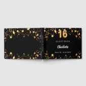Sweet 16 zwart gouden sterren gastenboek (Volledig)
