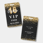 Sweet 16 zwart gouden vip-feestpas badge (Voor- en achterkant)
