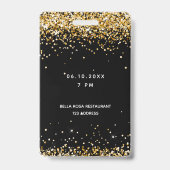 Sweet 16 zwart gouden vip-feestpas badge (Achterkant)