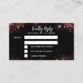Sweet 16 zwart rode jurk reactie RSVP kaart (Voorkant)