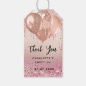 Sweet 16 zwart roos gouden ballonnen dank u cadeaulabel (Voorkant)