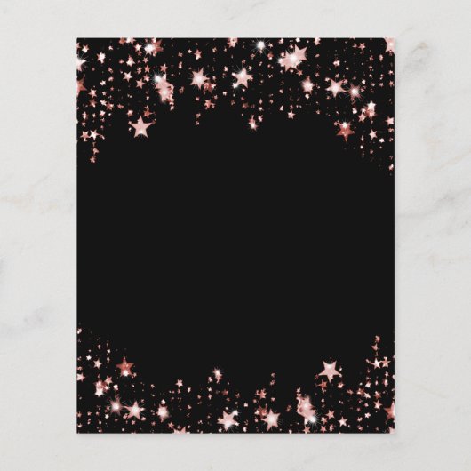 Sweet 16 zwart roos gouden sterren budget uitnodig flyer (Achterkant)