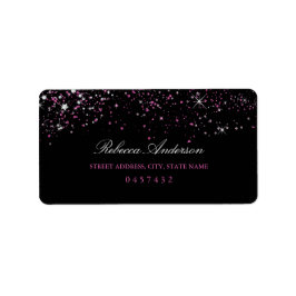 Sweet 16 Zwart Roze Sparkle Glitter Adresetiketten Etiket