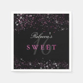Sweet 16 Zwart Roze Sparkle Glitter Servetten (Voorkant)
