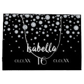 Sweet 16 zwart wit naam diamanten groot cadeauzakje (Achterkant)