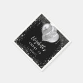 Sweet 16 zwart zilver glitter naam ballonnen servet (Hoek)