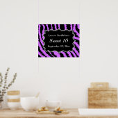 Sweet 16 Zwarte en Paarse Zebra Pattern Poster (Keuken)