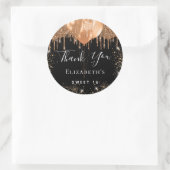 Sweet 16 zwarte goudglitter naam bedankt ronde sticker (Tas)